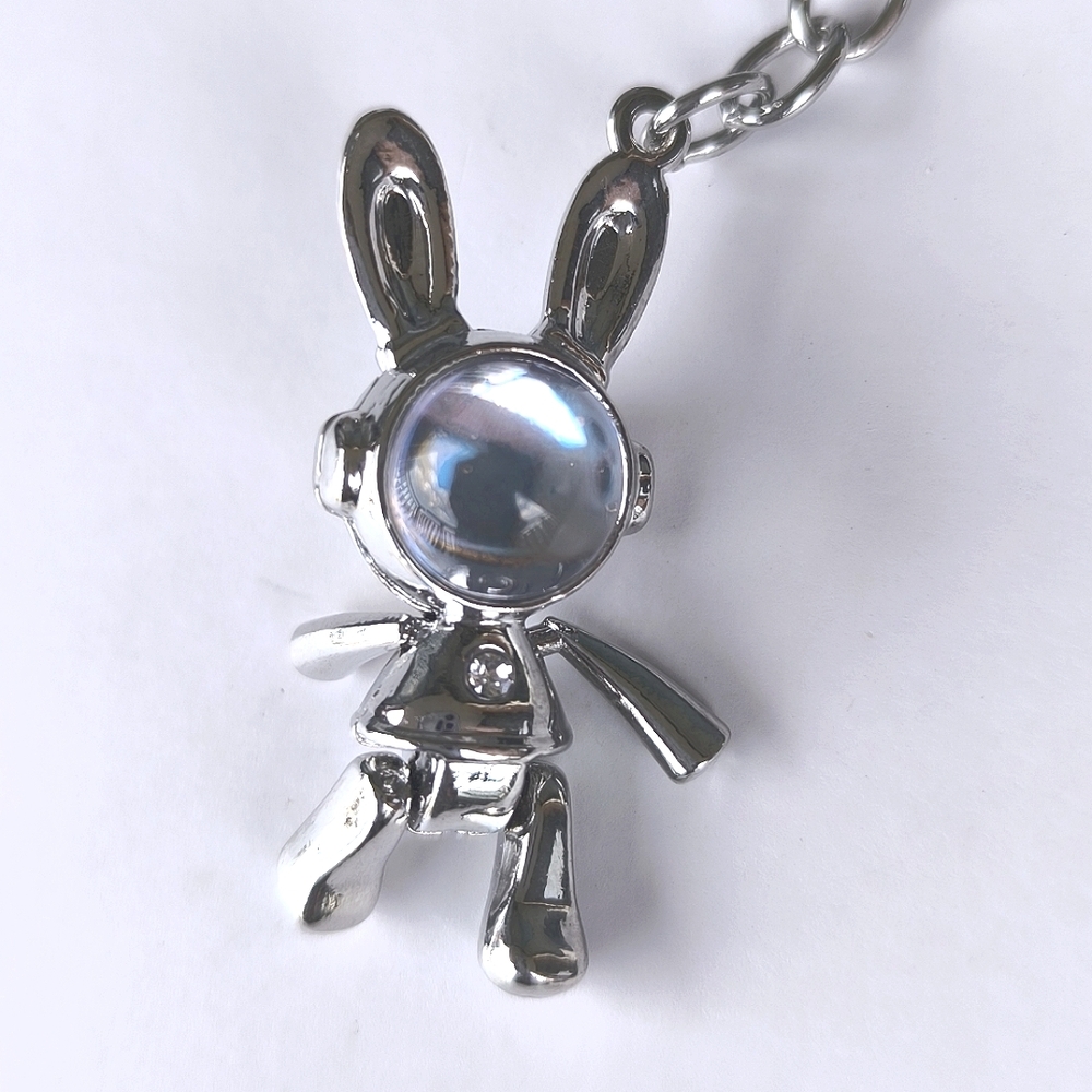 Space Bunny Animated Moving Hands Legs Keychain Key Ring